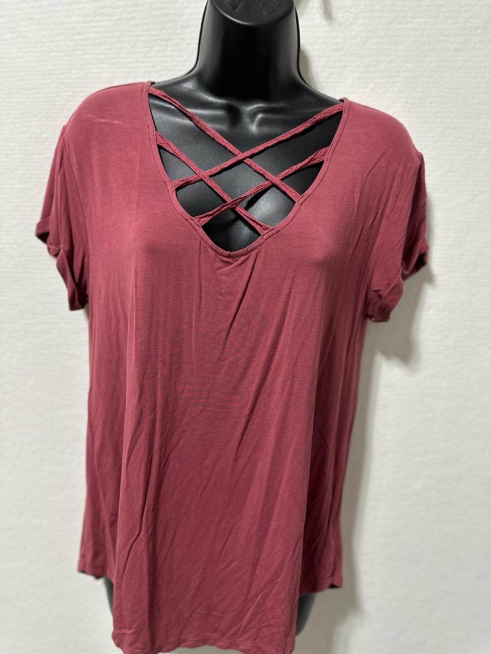 American Eagle Outfitters Soft & Sexy Crisscross V-Neck Top - Wine